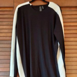 Norma Kamali Neoprene Black White Long Sleeve -Size Medium